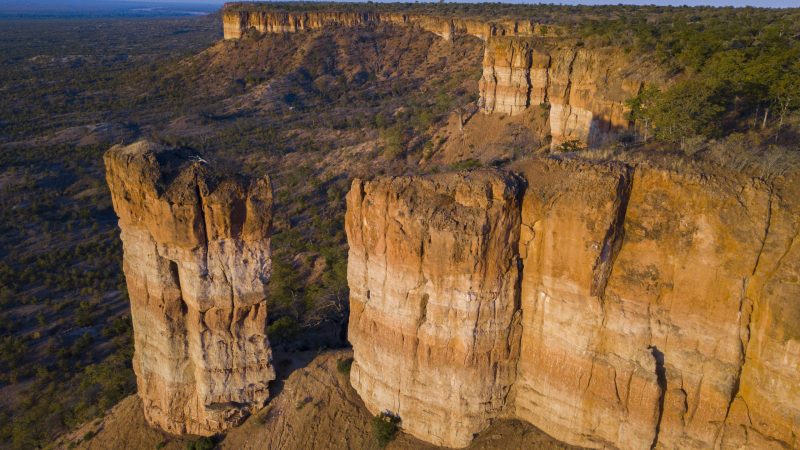 The iconic Chilojo Cliffs in Gonarezhou NP, Zimbabwe. Photographed with a drone. © Daniel Rosengren